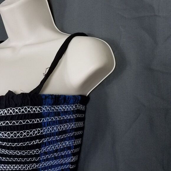 L.S.I. One Size (Small) Black Blue Pull On Rayon Sleeveless Casual Dress Beach S - Picture 7 of 12